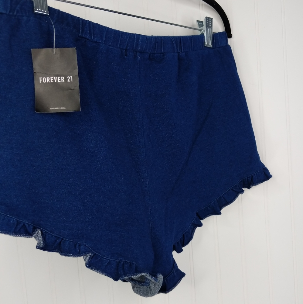 F21 Embroidered Ruffled Soft High Waist Shorts NWT Sz L - Picture 8 of 11
